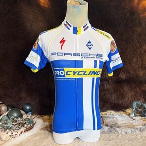 Blue and White Pro Cycling Jersey XS (1685B)